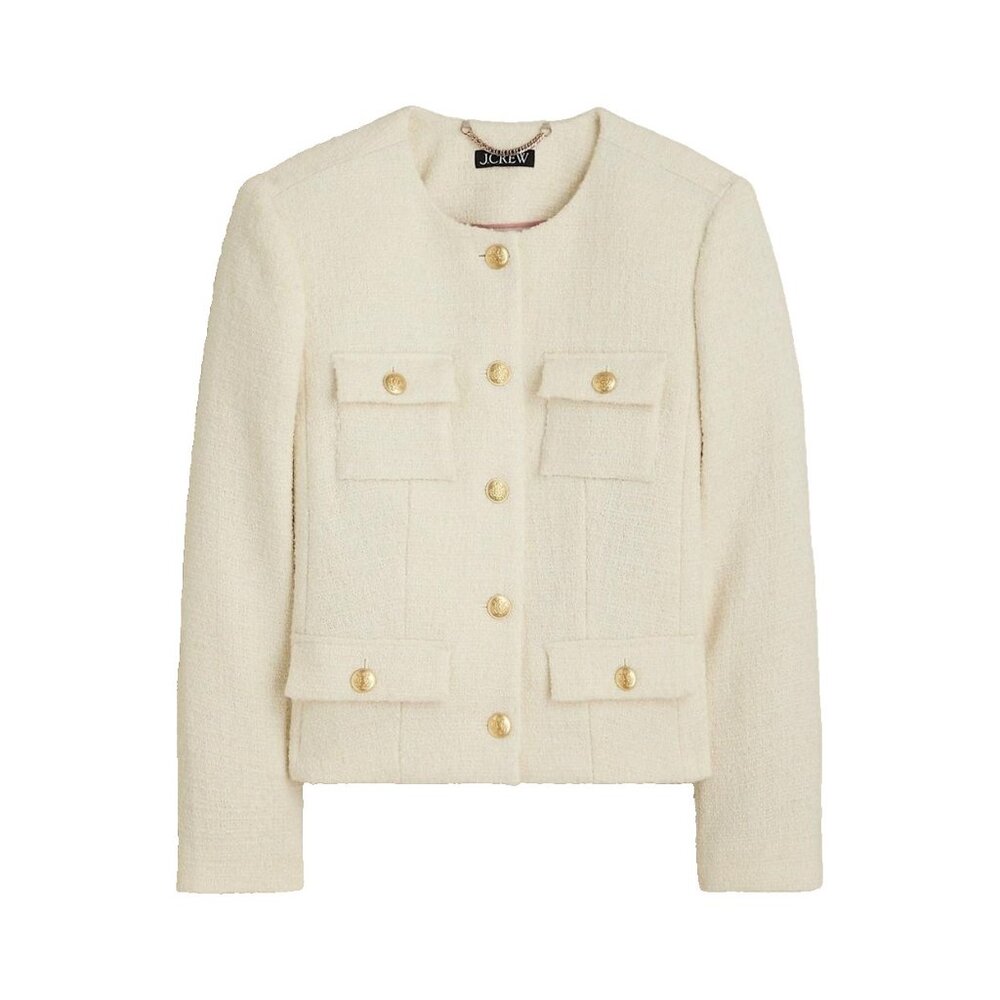 NWT J.Crew Isabelle Lady Jacket in Natural Ivory Tweed 18 $248